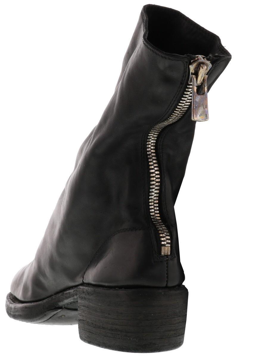 Guidi Cracked-effect Mid-calf Boots In Black