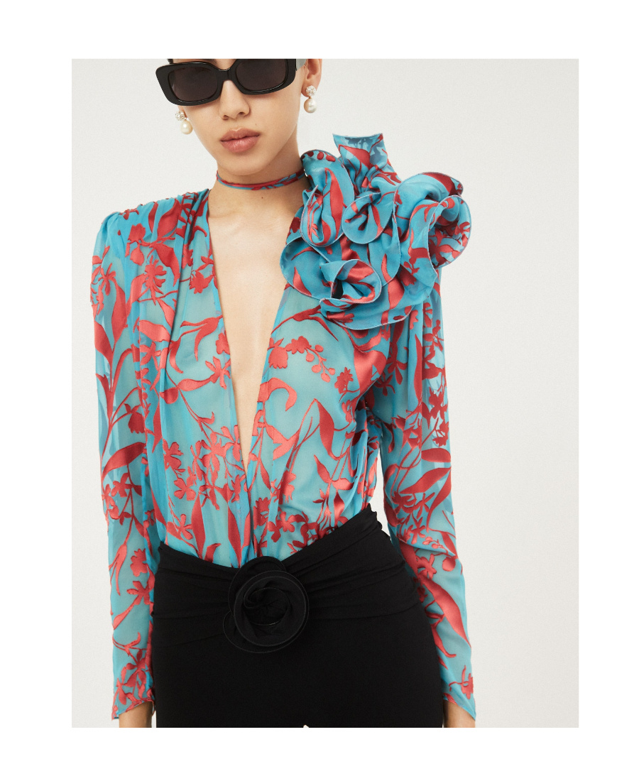 MAGDA BUTRYM CREPE FLOWER SHIRT 