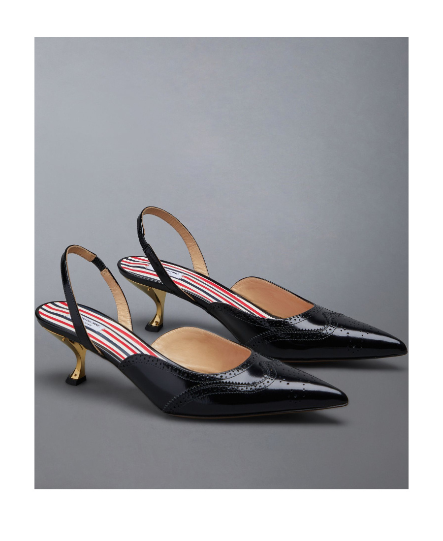 THOM BROWNE POINTED-TOE LOW-HEEL PUMPS