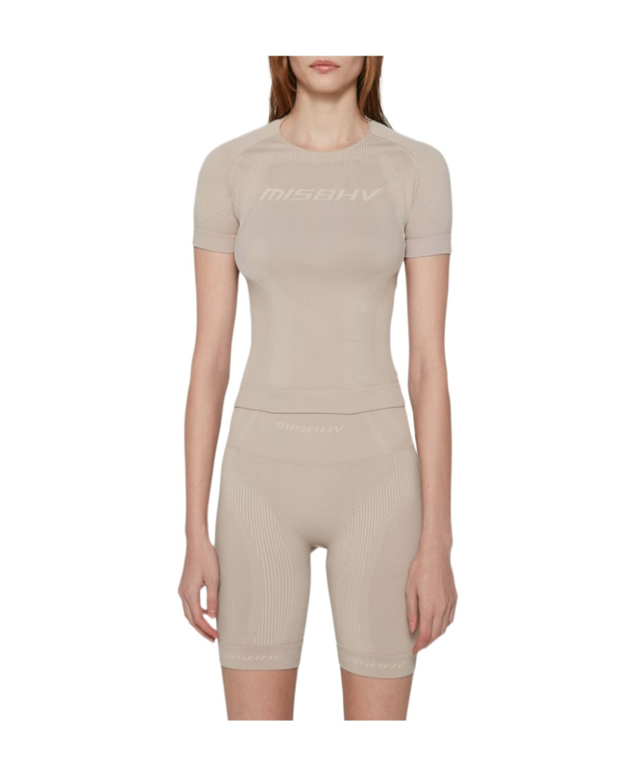 Misbhv Logo-lettering Cropped Top In Nude