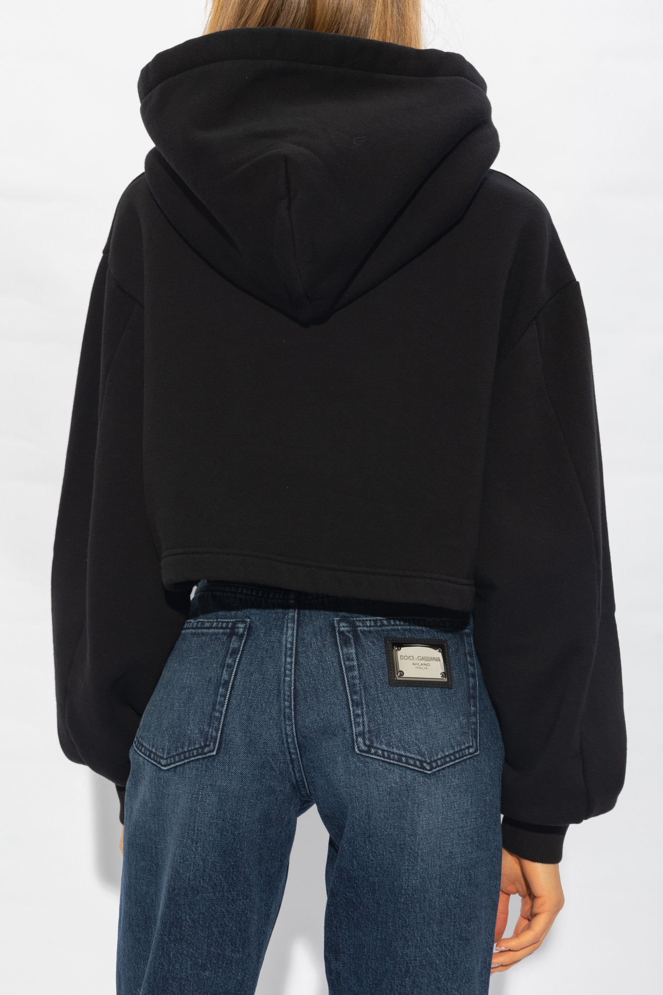 Dolce & Gabbana Logo-print Cotton-blend Hoodie In Black