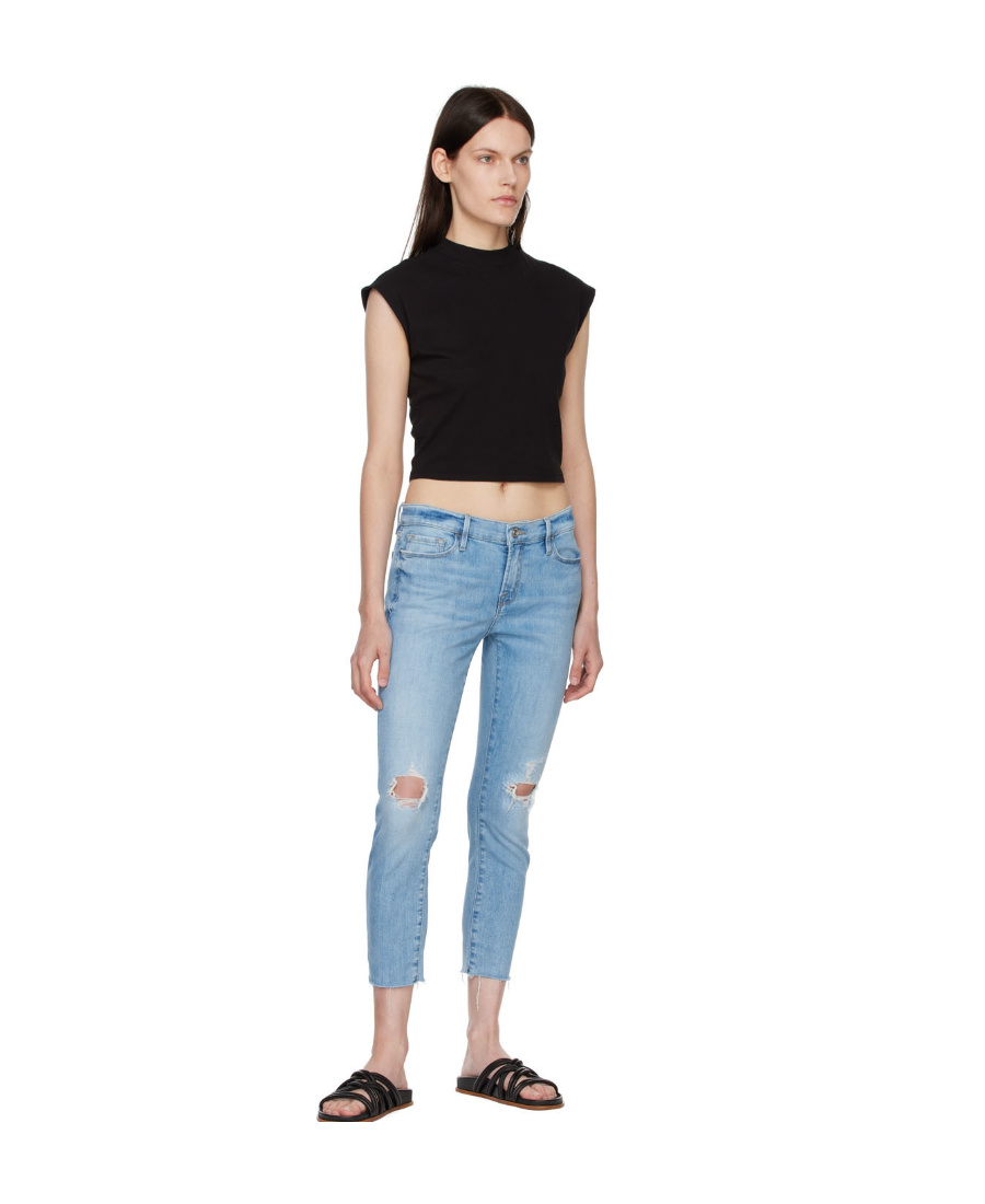 Frame Blue 'le Garçon Crop' Jeans In Blue
