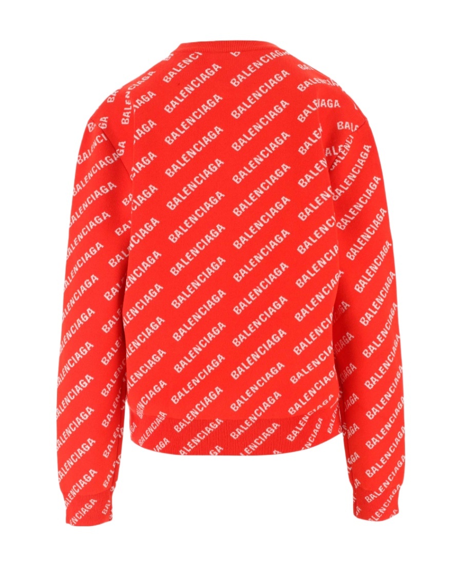 Balenciaga All-over Logo Print Sweatshirt In Red