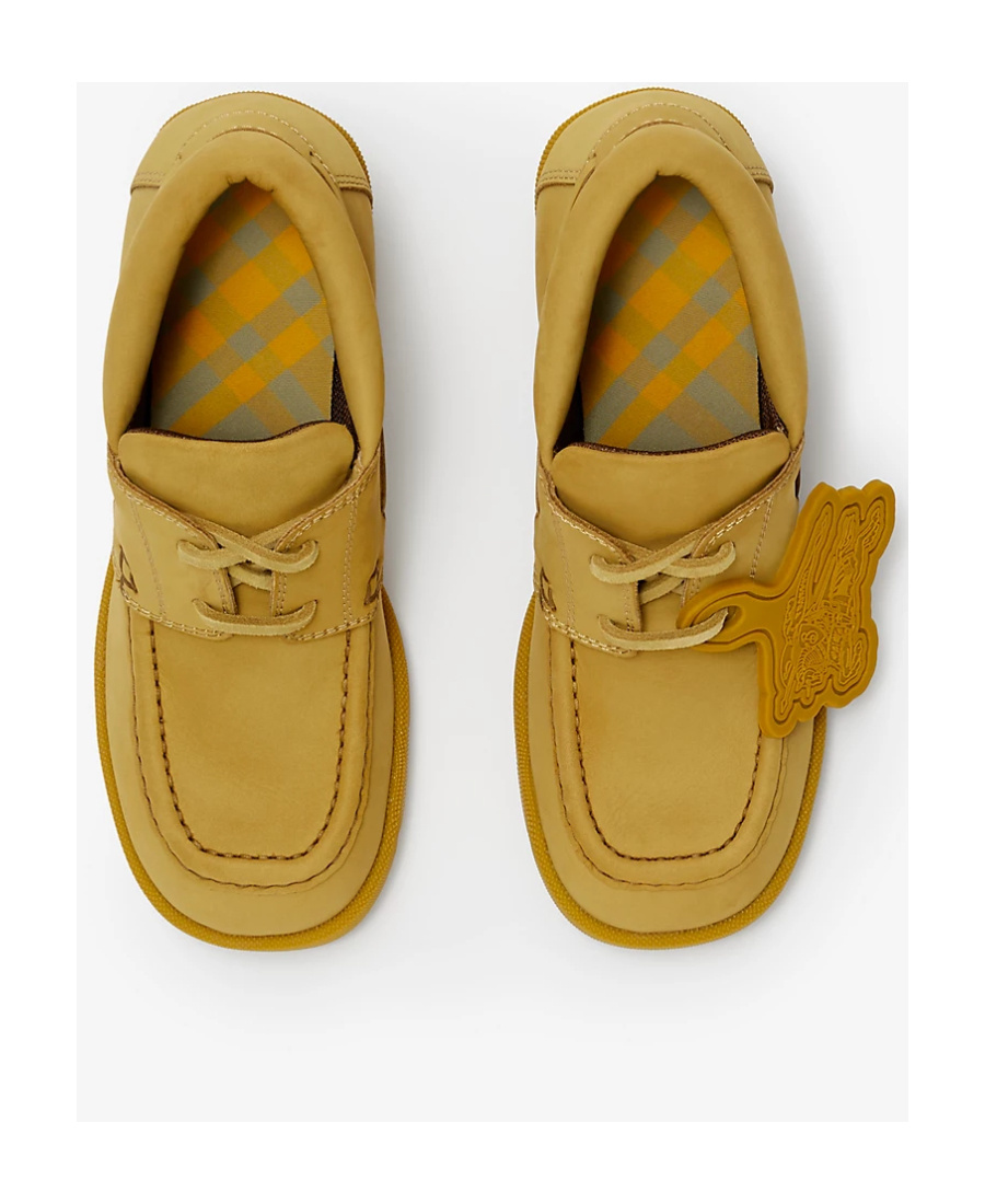 Burberry Nubuck Stride 65mm Loafers In Yellow
