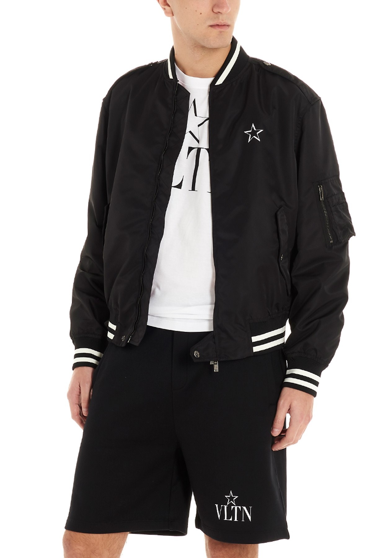 Valentino Vltn Star Bomber Jacket In Black