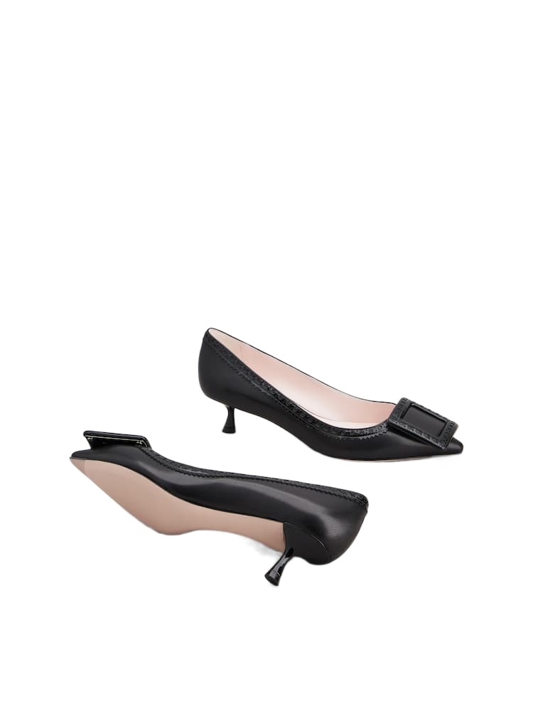 Shop Roger Vivier Viv' In The City Pumps In Leather In Black