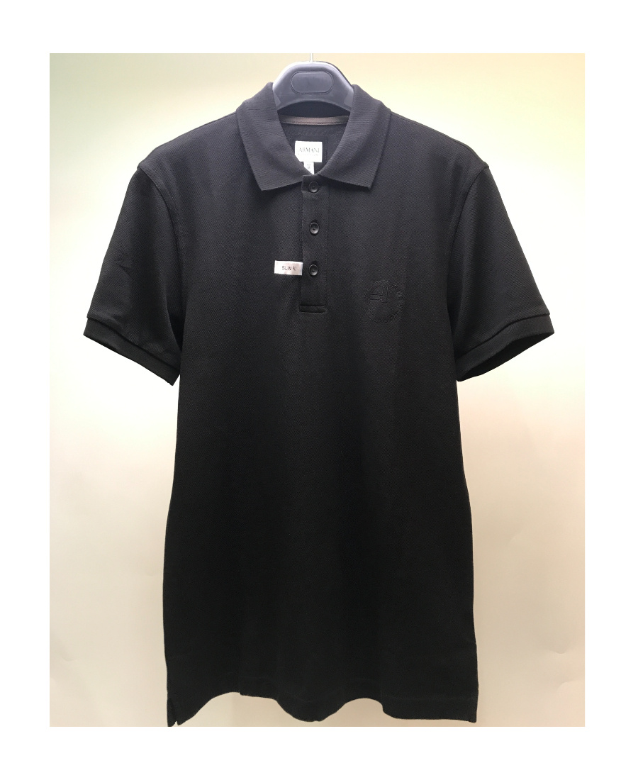 Armani Collezioni Logo Details Short-sleeved Polo Shirt In Black