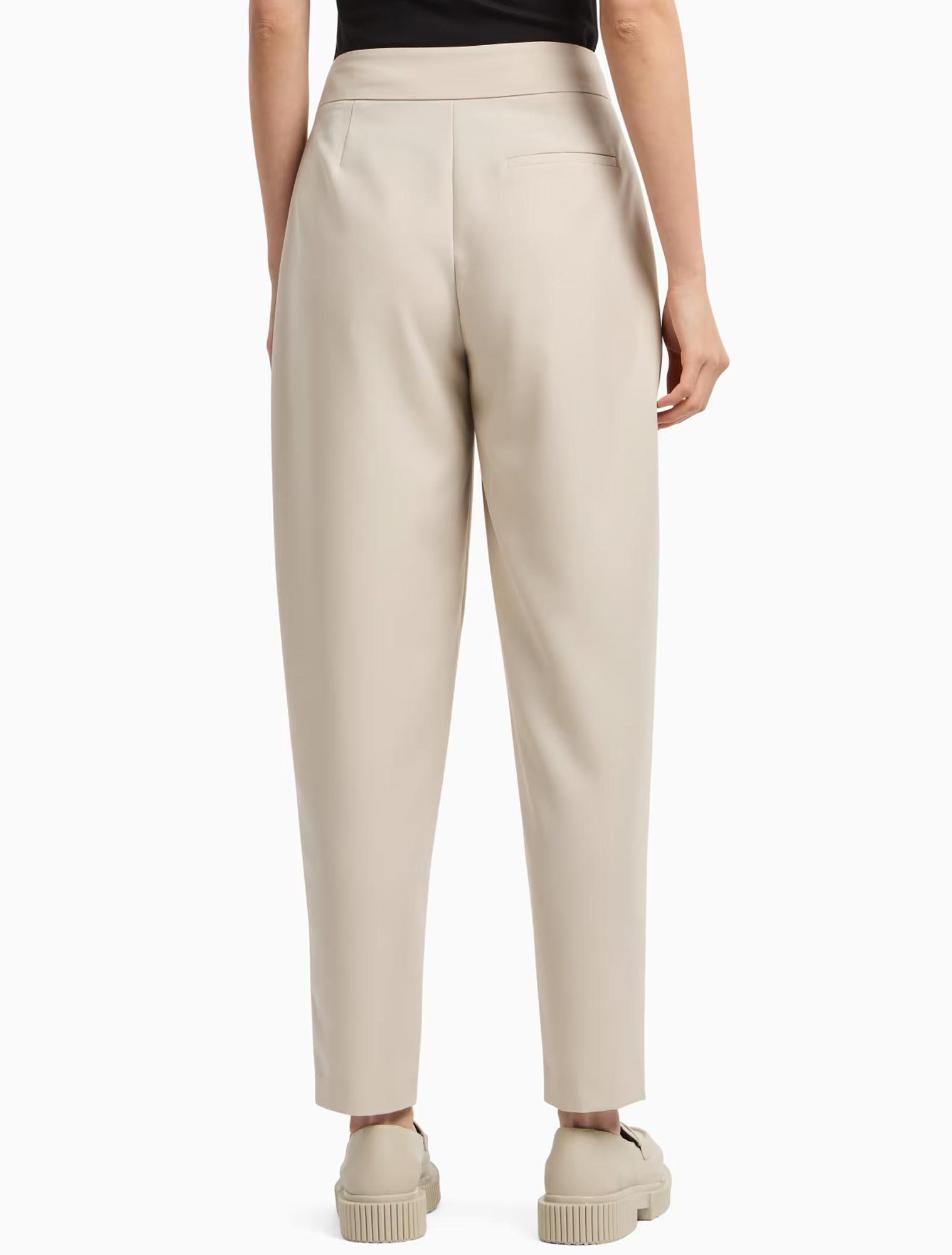 Armani Exchange Twill Pleated Trousers In Nude