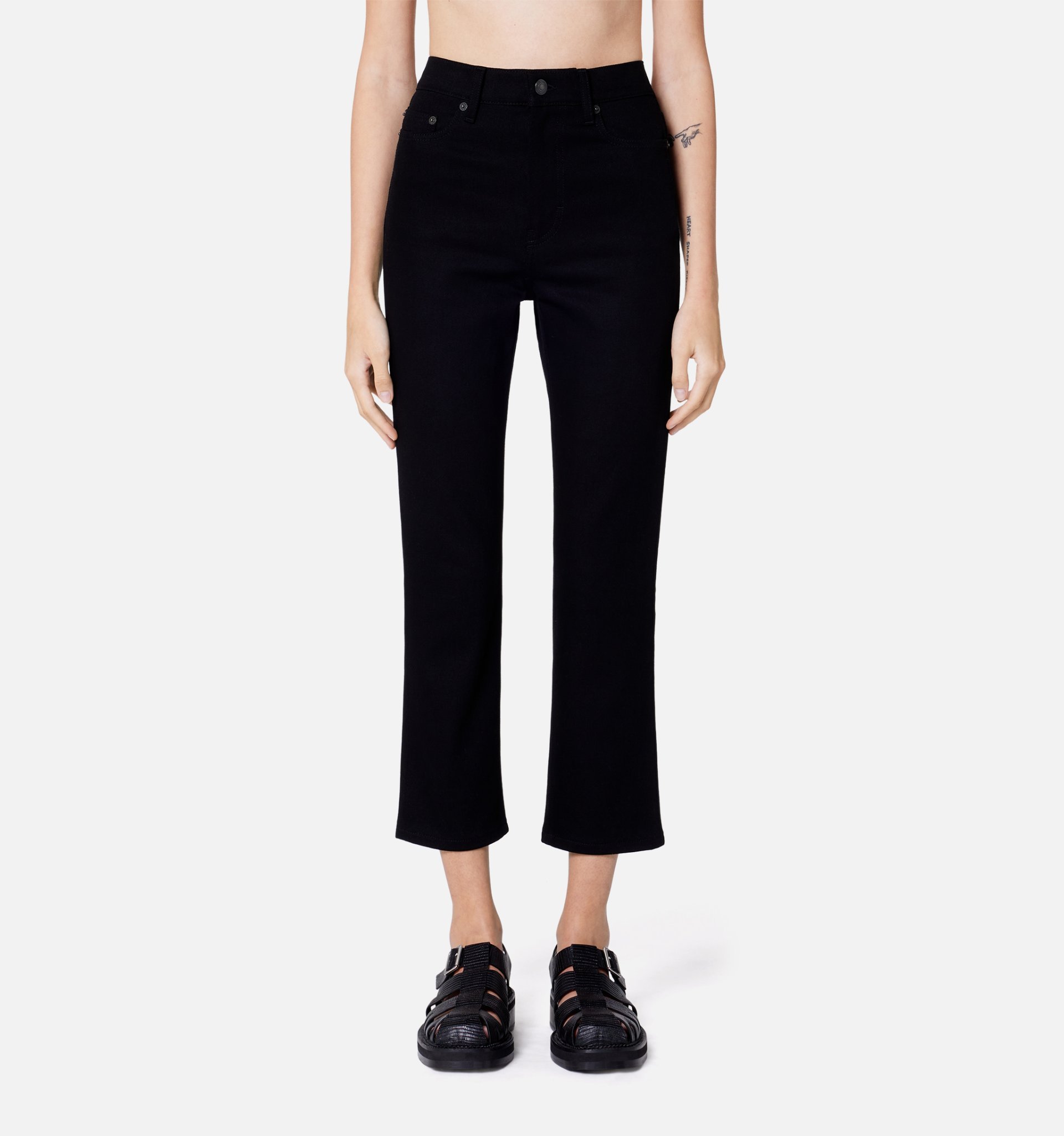 Ami Alexandre Mattiussi Cropped Flared Trousers In Black