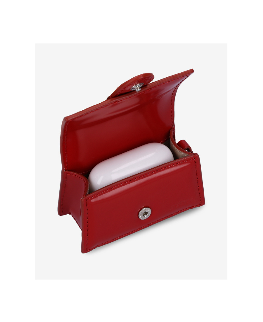 Jacquemus Red Le Porte Bambino Leather Airpod Case In Red