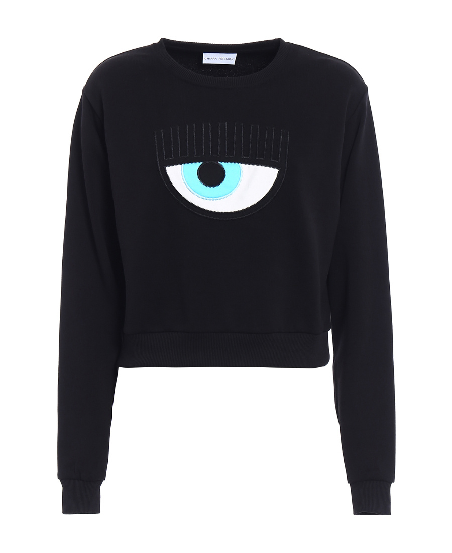 CHIARA FERRAGNI ROUND-COLLAR LONG-SLEEVE HOODIE