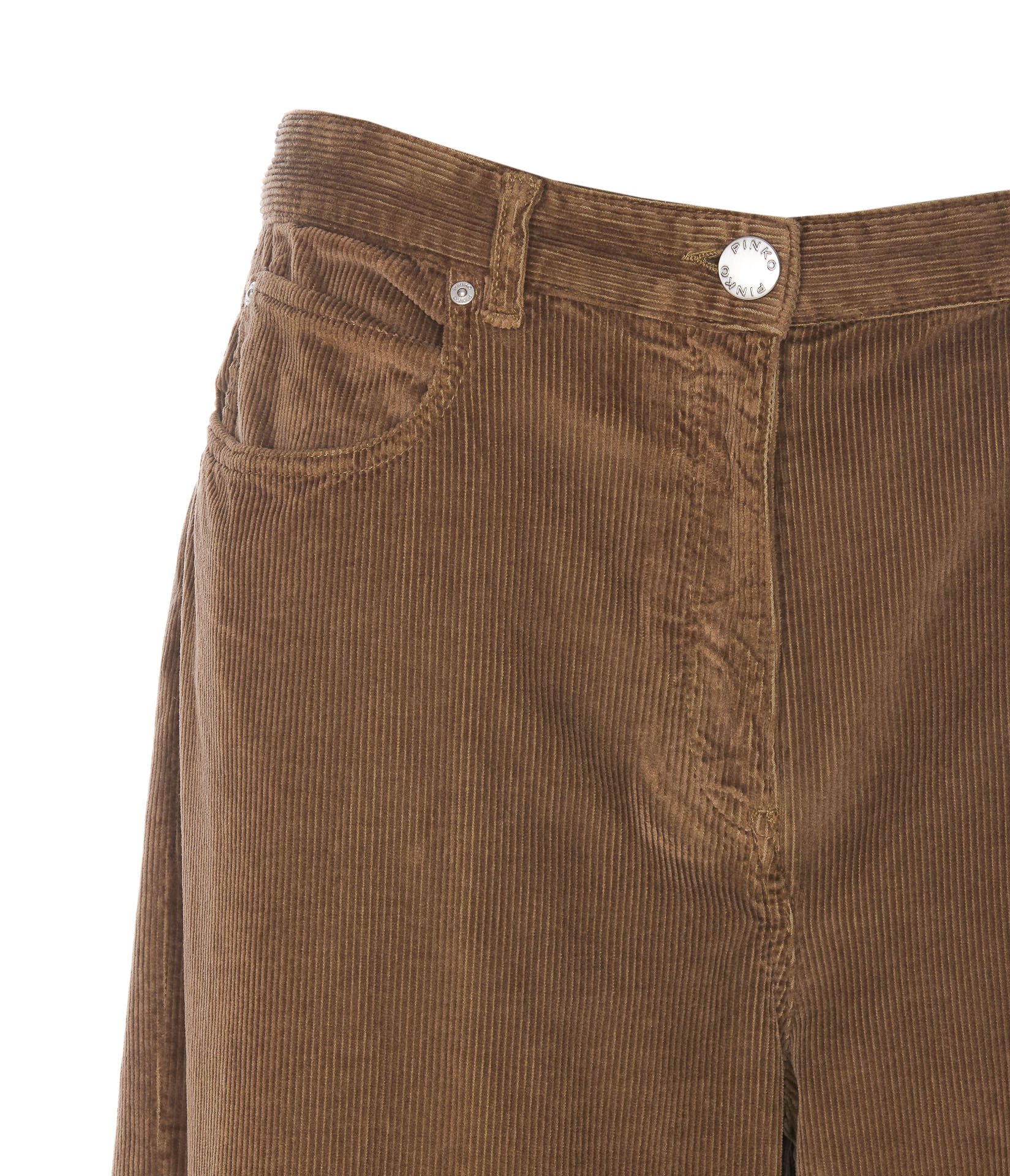 Pinko 'wendy' Brown Five-pocket Pants In Courduroy Woman In Green