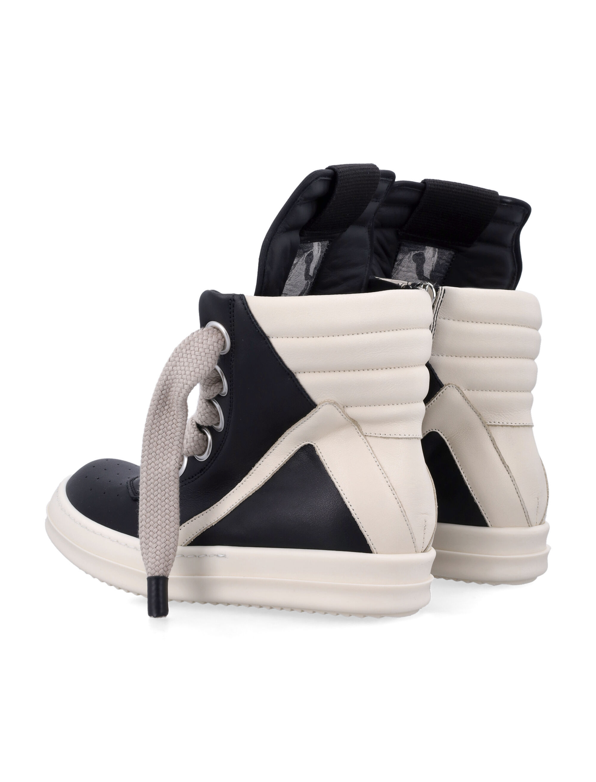 Rick Owens Geobasket Lace-up Leather High-top Trainers In Black
