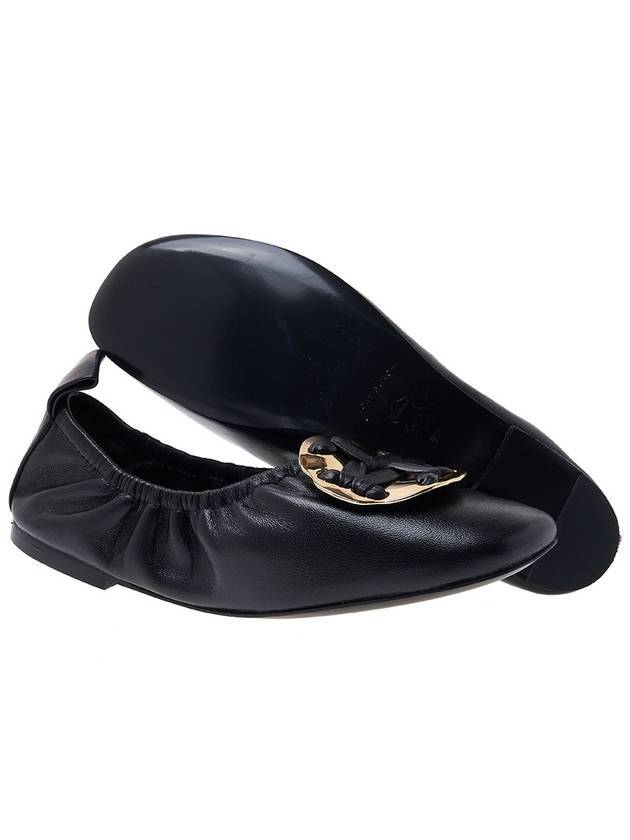 Tory Burch Woven Double T 10mm Ballerina Shoes In Black