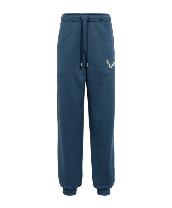 Lanvin Logo-print Cotton Track Pants In Blue