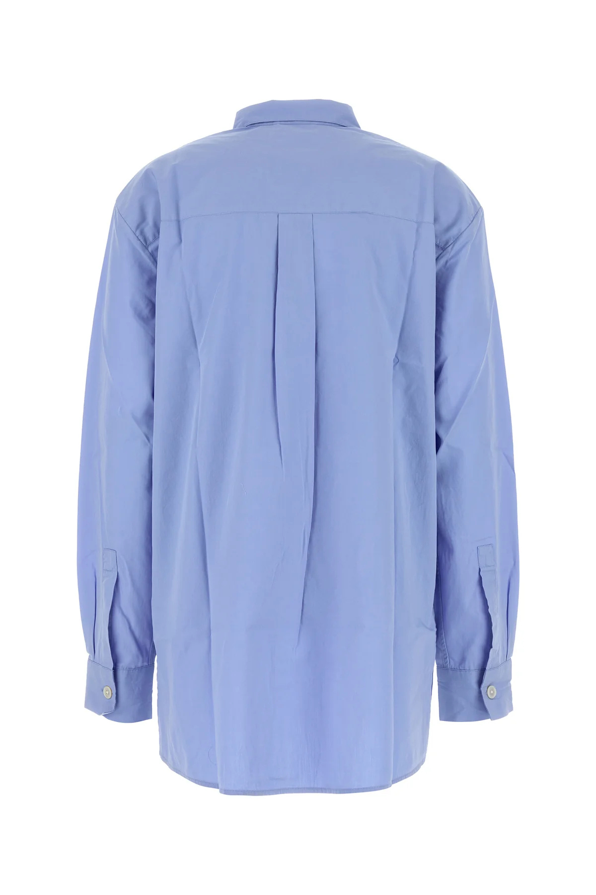 Tekla Cerulean Blue Poplin Oversize Pyjama Shirt In Burgundy