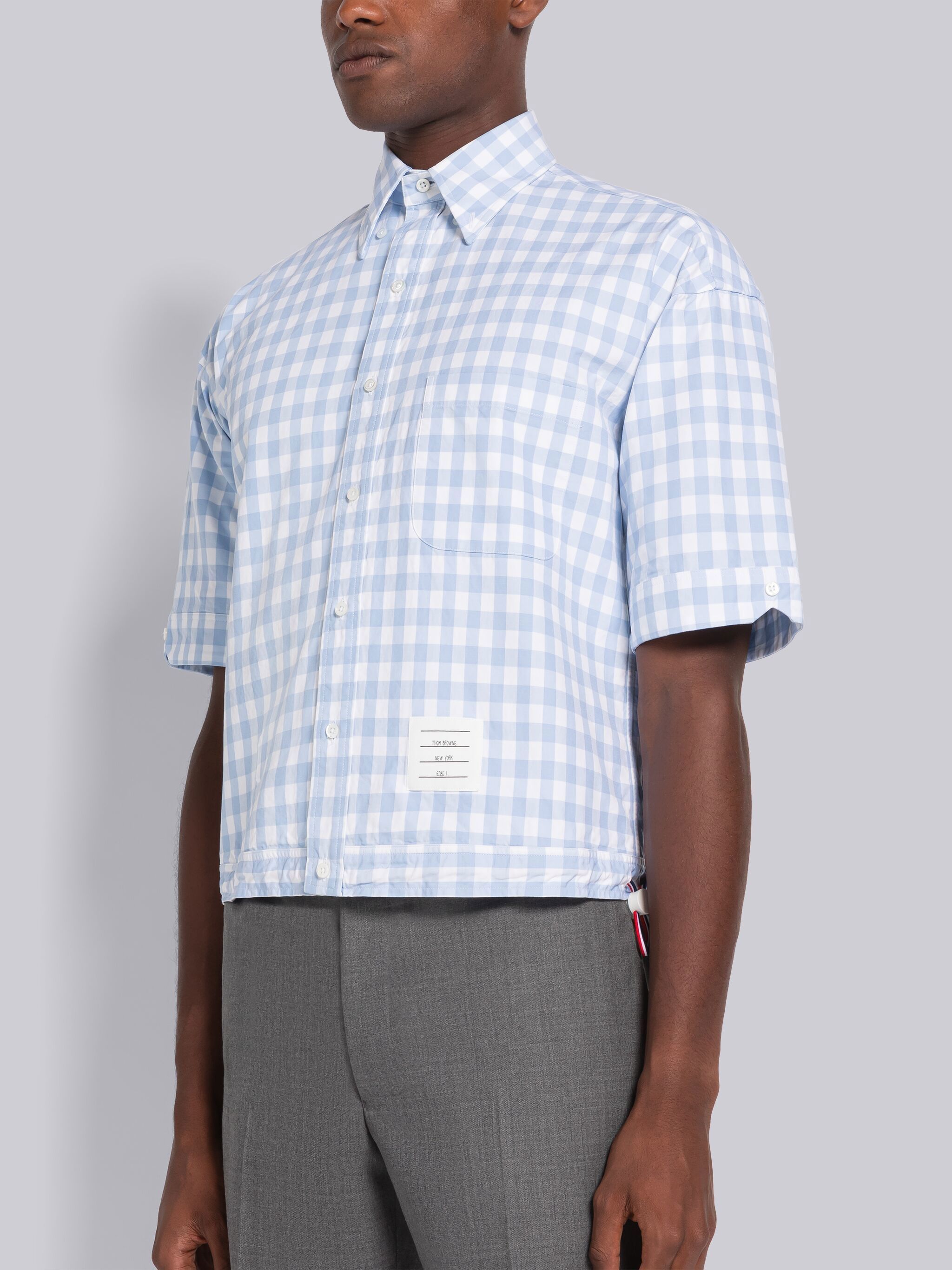 THOM BROWNE GINGHAM POPLIN SHORT-SLEEVE SHIRT
