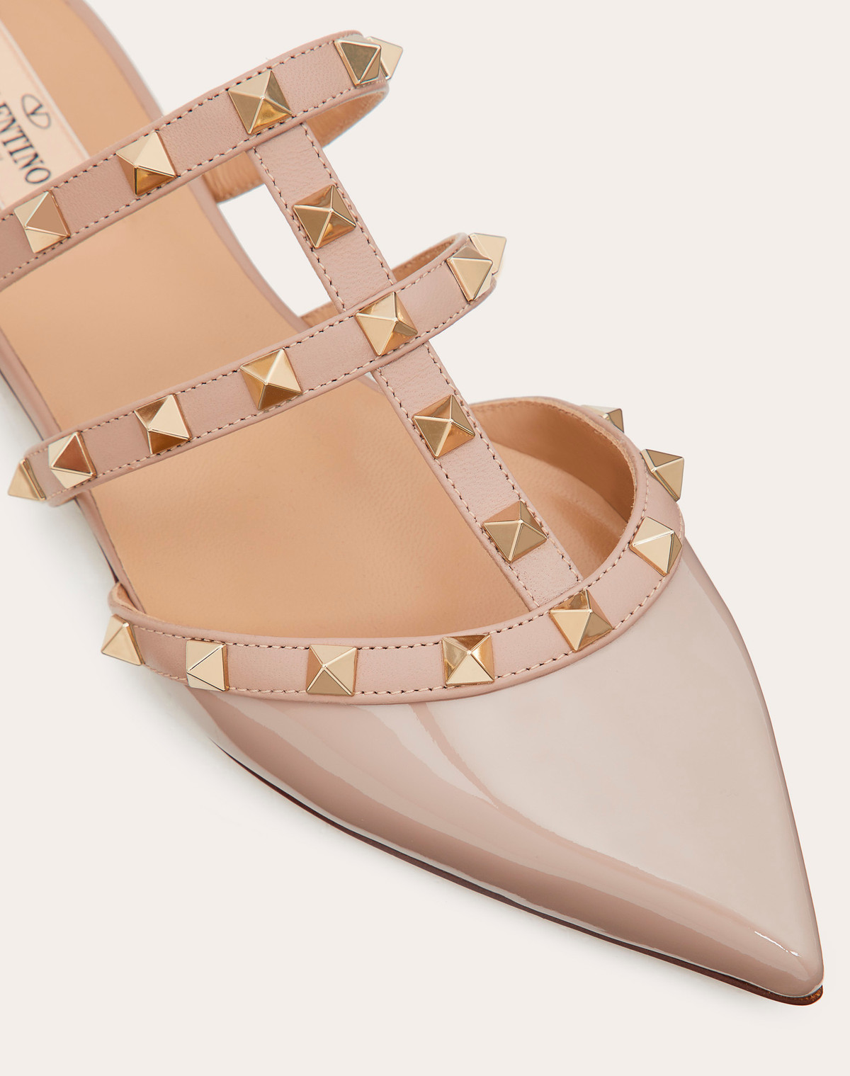 VALENTINO GARAVANI ROCKSTUD PATENT-LEATHER MULE