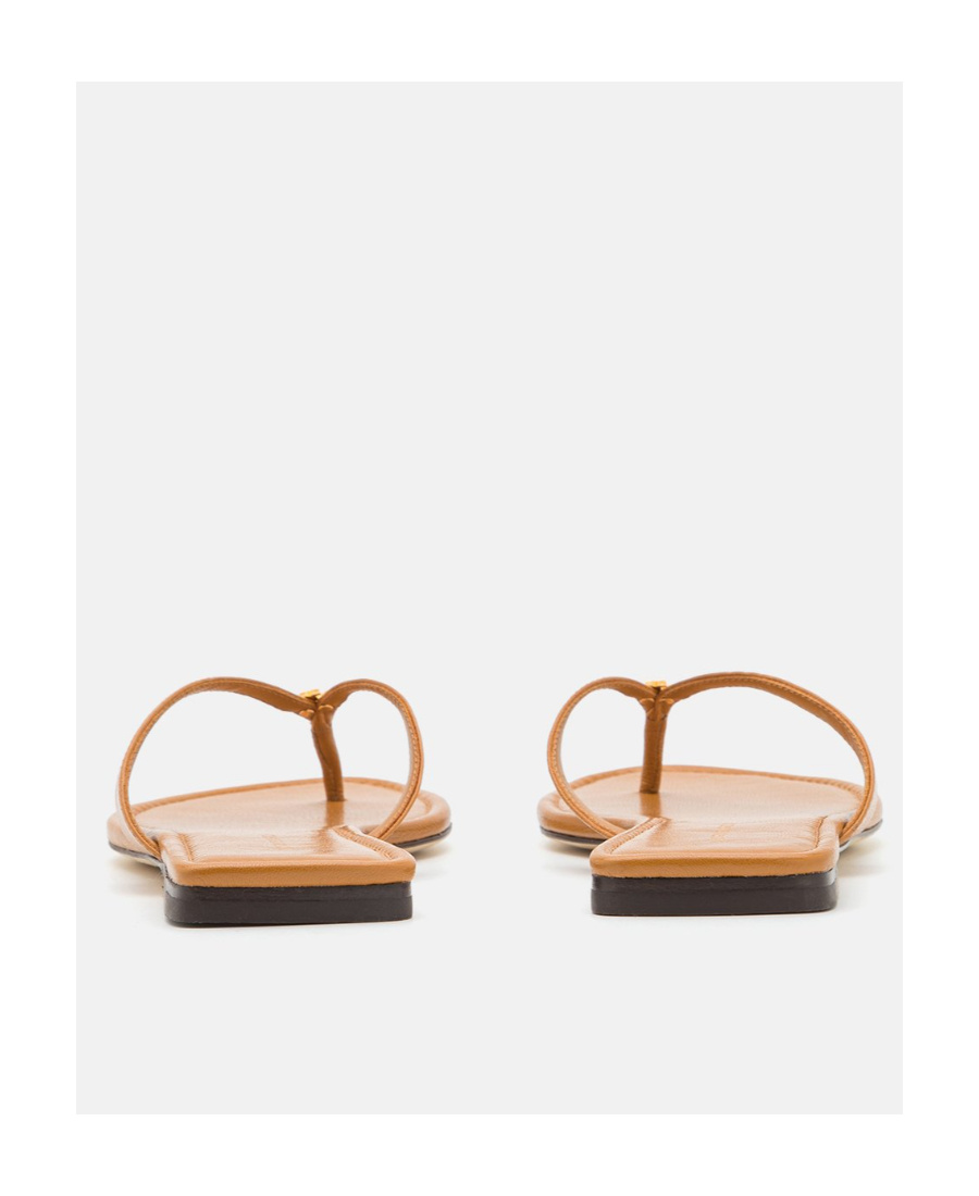 Tory Burch Capri Logo Plaque Thong Sandals In Brown