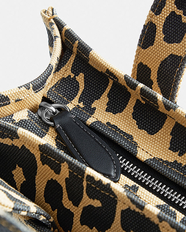 Coach Leopard Cargo 26 Tote Bag In Black