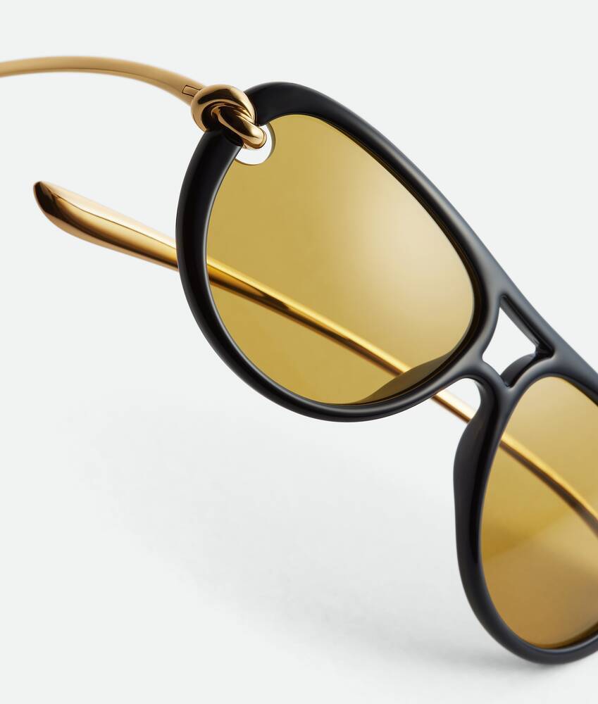 Bottega Veneta New Knot Aviator-style Acetate And Gold-tone Sunglasses In Black