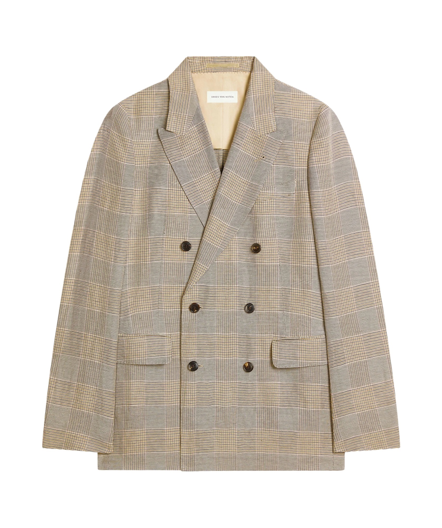 Dries Van Noten Checked Blazer In Nude