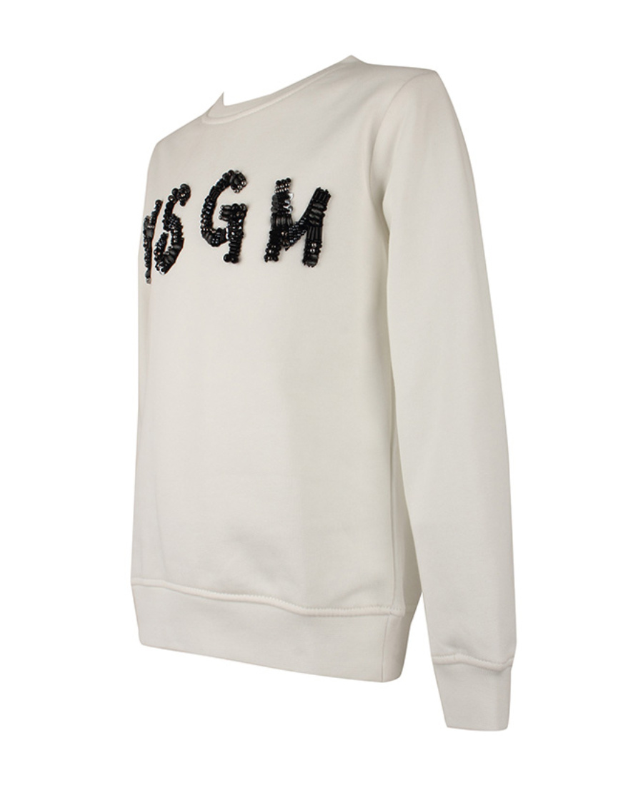 Shop Msgm Round Neck Hoodie In White