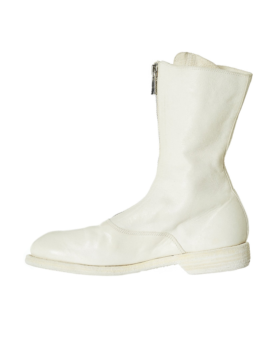Guidi Women 310 Front Zip Military Boot In White