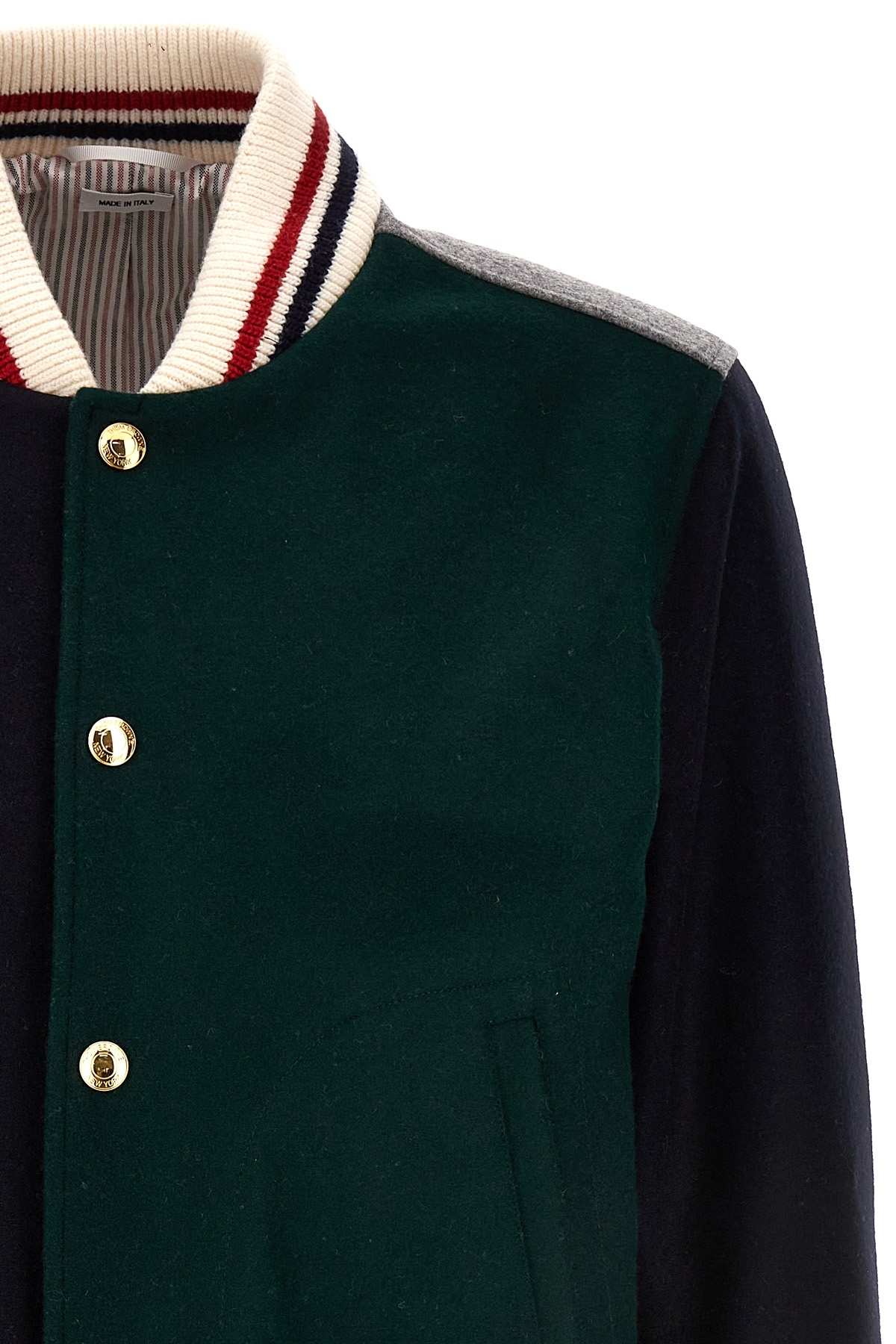 Thom Browne Colour-block Bomber Jacket In Black