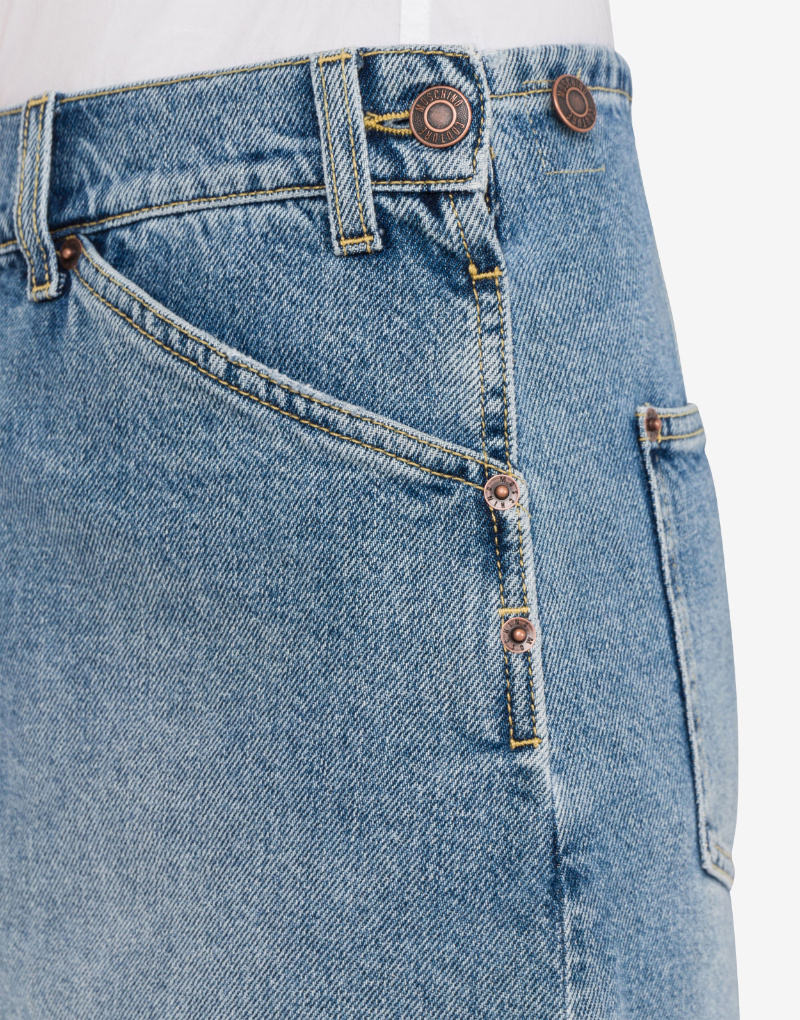 Moschino Denim Skirt With Belt Loops And Pockets In Blue