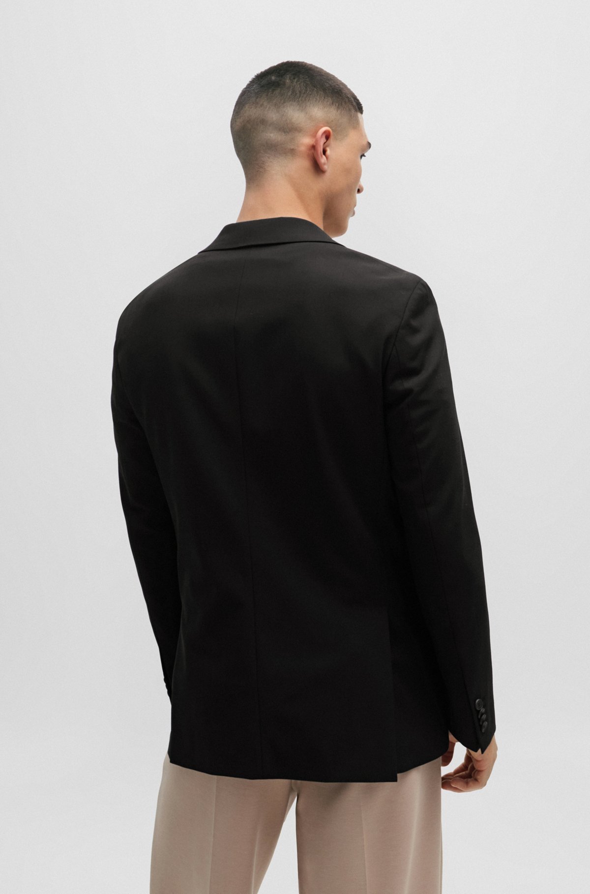 Hugo Boss Studded Lapel Blazer In Black