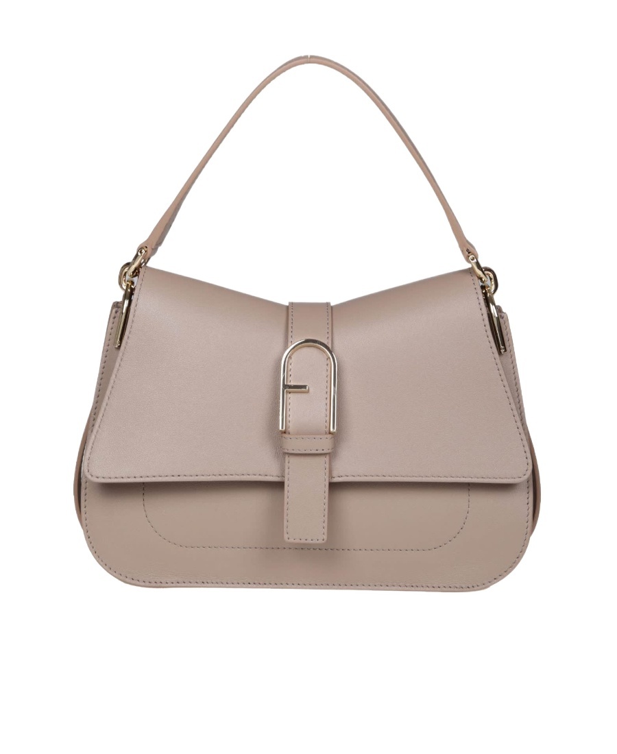 Furla Cream Leather Flow Bag In Nude