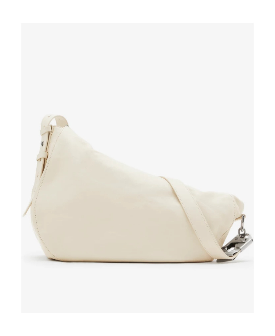 Burberry Medium Knight Leather Tote Bag In White