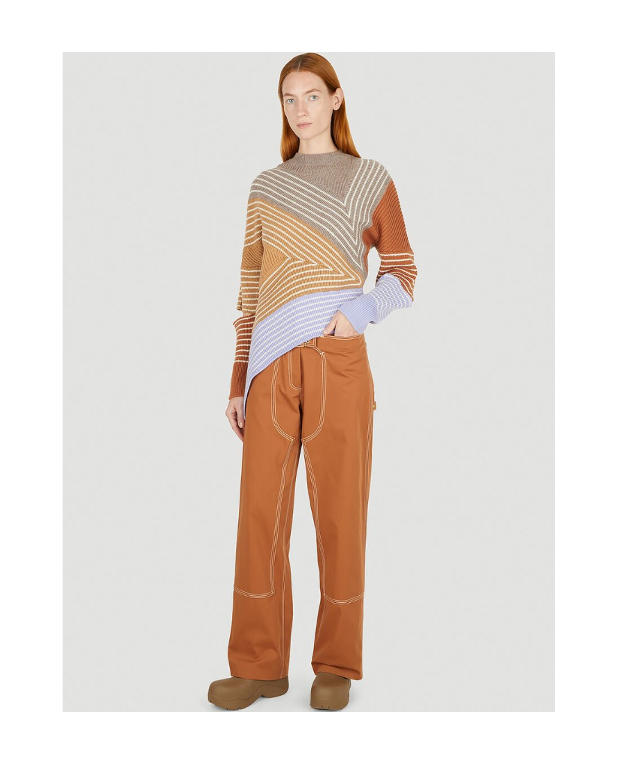 Stella Mccartney Trousers With Buckle And Pockets In Brown