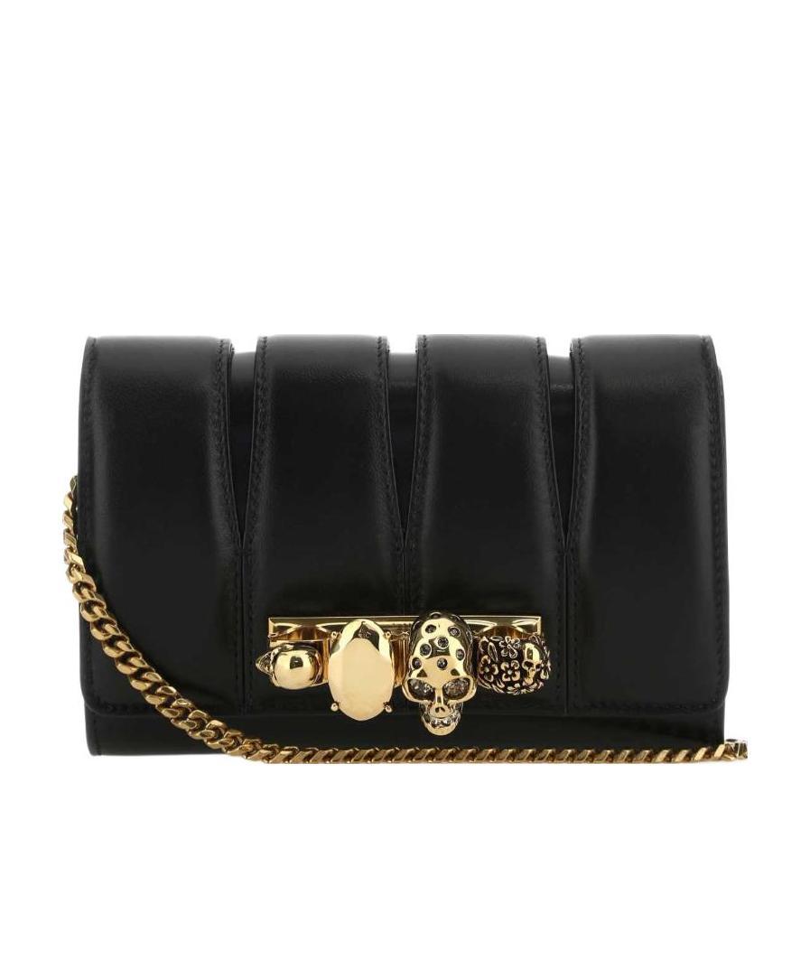 Alexander Mcqueen Skull Quilted Clutch Bag In Black