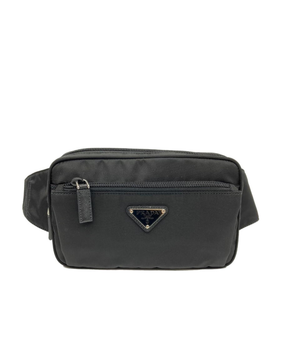 Prada Re-nylon And Saffiano Leather Belt Bag In Black
