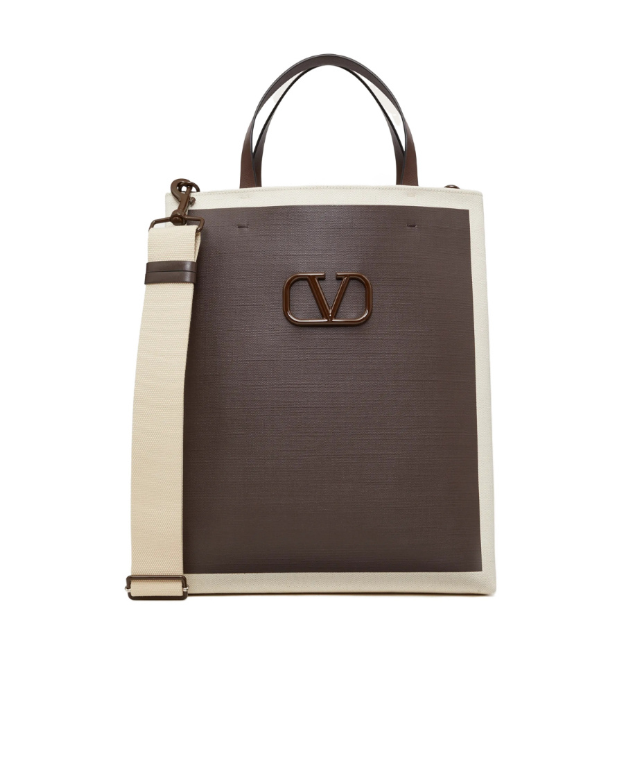 Valentino Vlogo Signature Canvas Tote In Brown