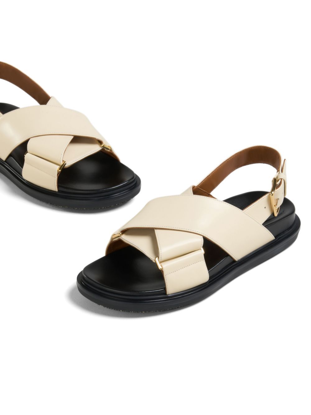 Shop Marni White Leather Fussbett In Black