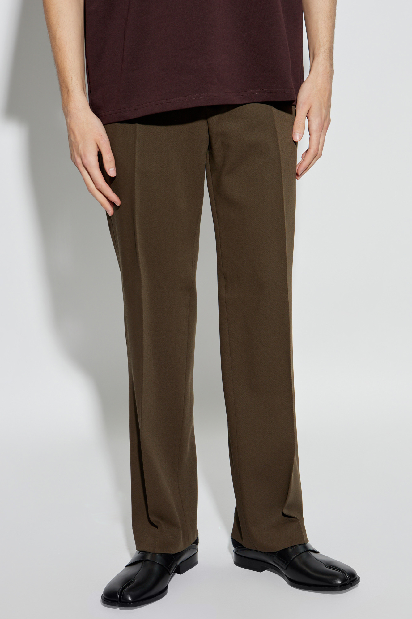 Ami Alexandre Mattiussi Belt-loop Casual Pants In Green