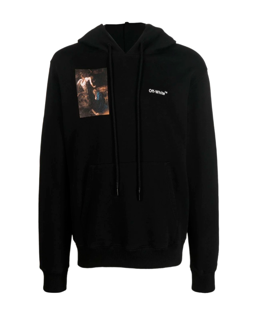 Off-white Caravaggio-print Drawstring Hoodie In Black