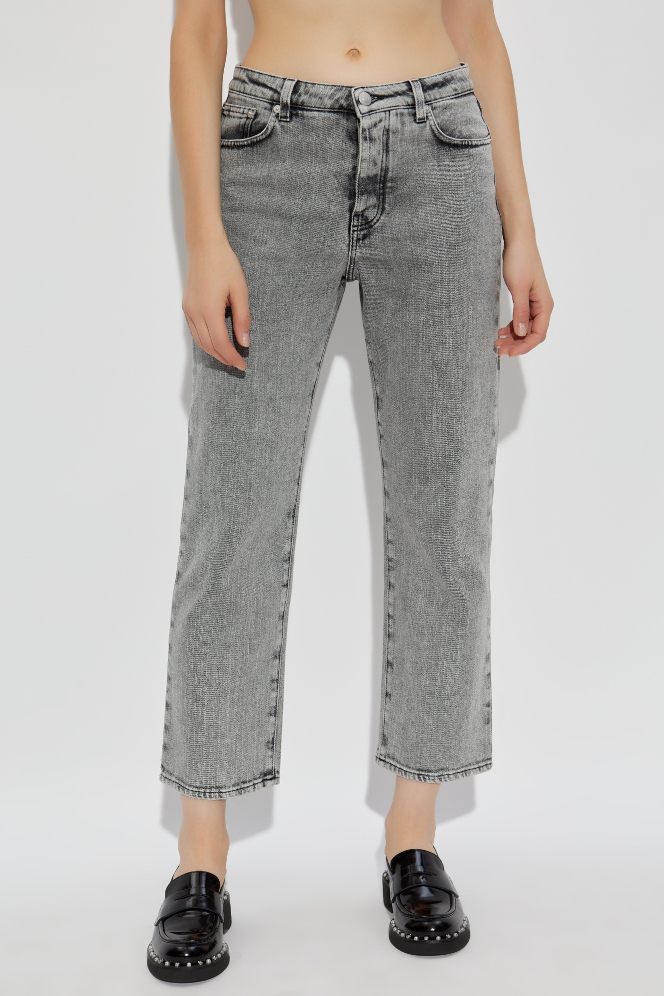 Fabiana Filippi Belt-loop Jeans In Gray