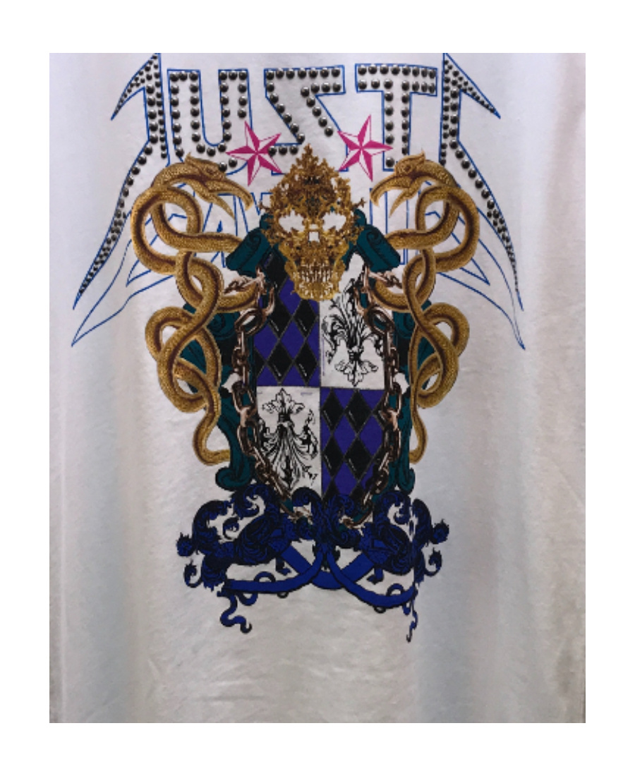 Just Cavalli Printed Round-necked T-shirt In Gray