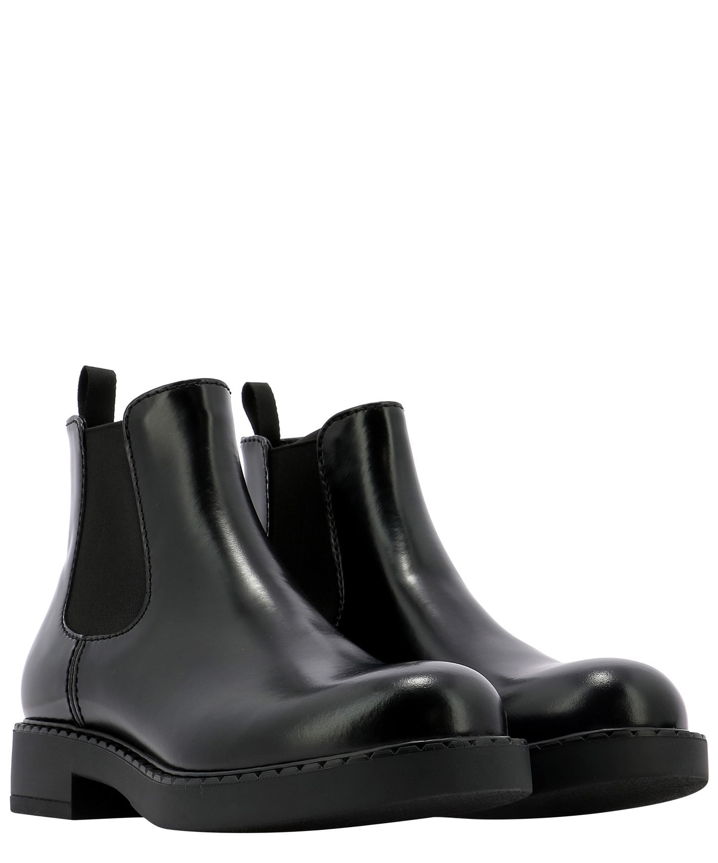 Shop Prada Brushed Leather Chelsea Boots In Black
