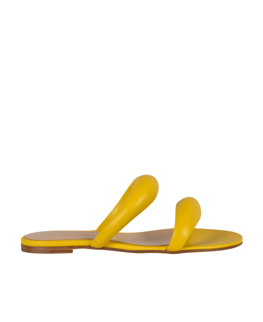Gianvito Rossi Double-strap Leather Sandals In Yellow