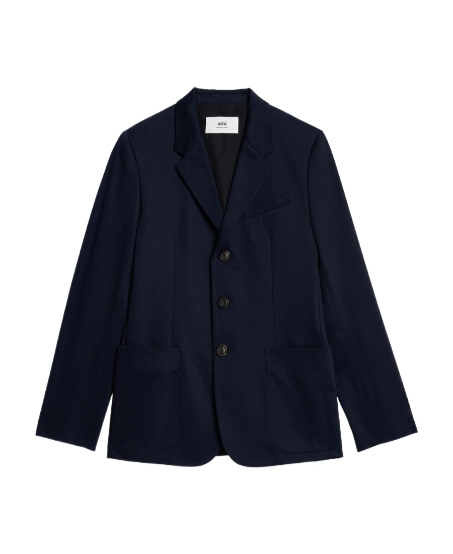 Ami Alexandre Mattiussi Single-breasted Cotton Blazer In Black