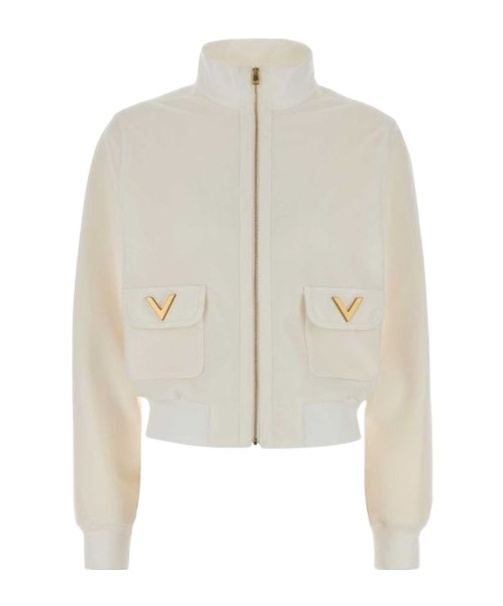 Valentino Zip-up High Neck Sweatshirt In Neutral