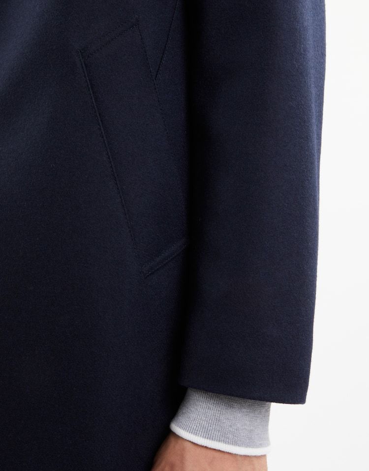Fay Straight Wool-cashmere Blend Coat With Side Pockets In Black