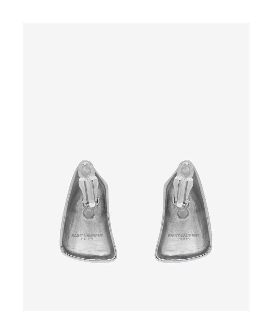 Saint Laurent Comet Triangle Earrings In Gray