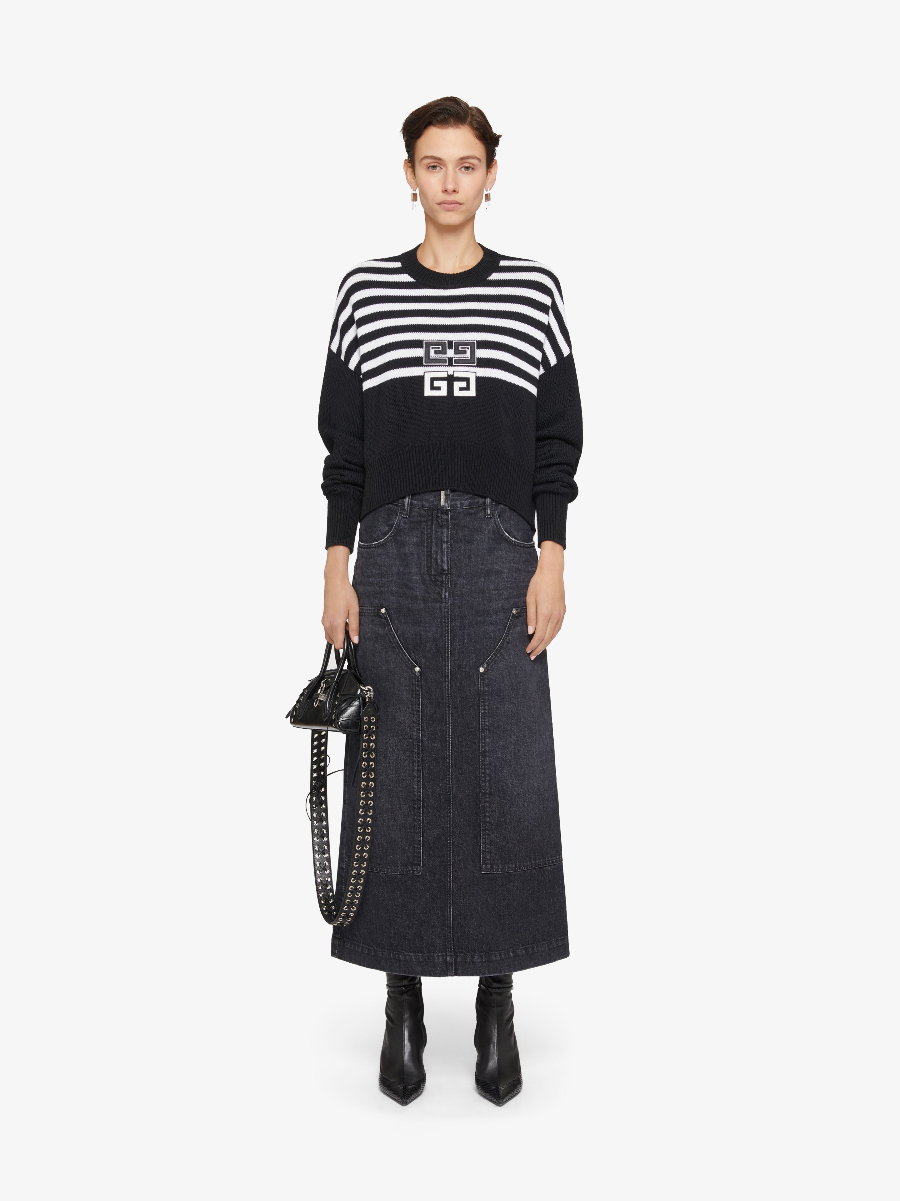 Givenchy High-rise Denim Midi Skirt In Black