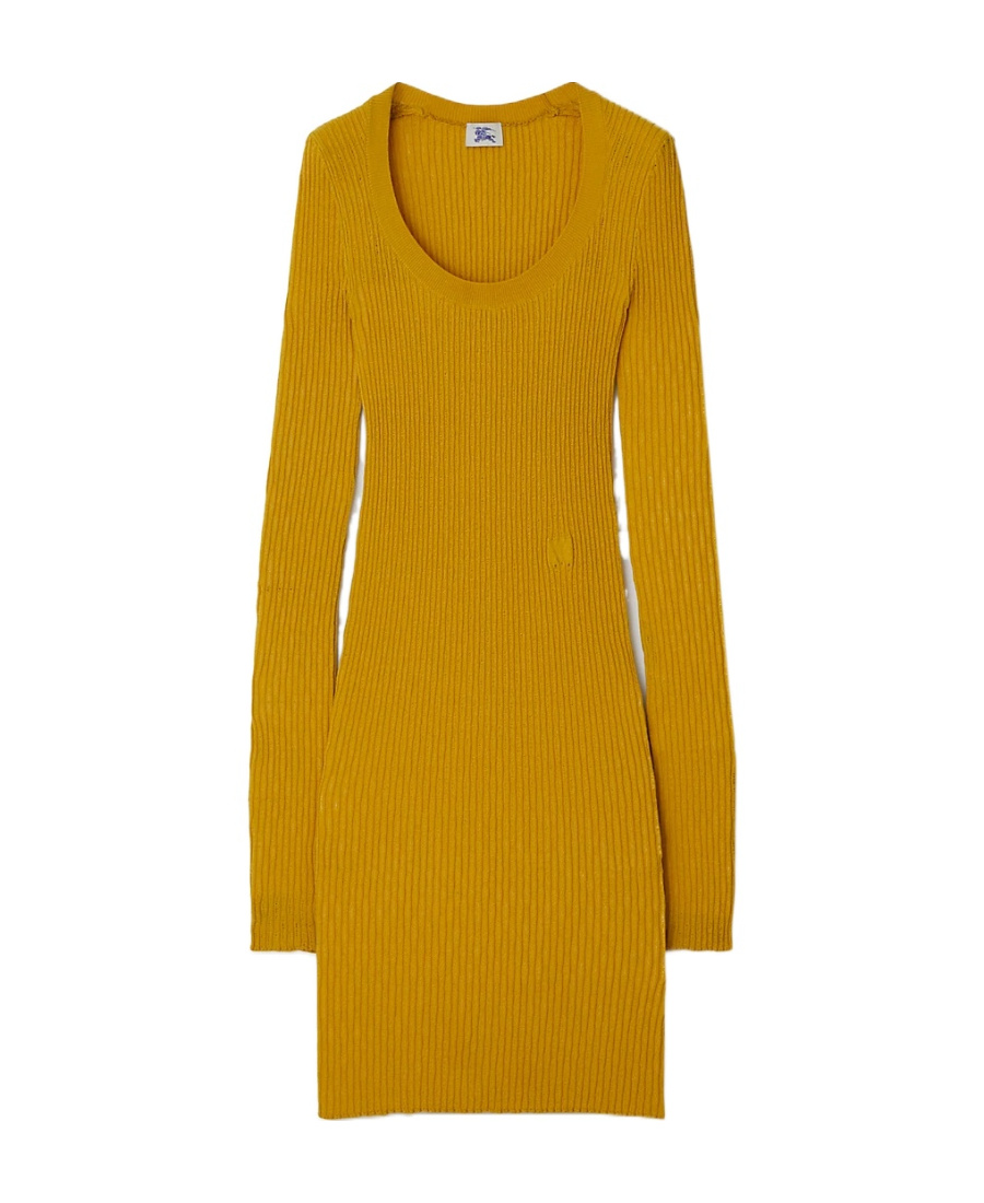 Shop Burberry Ekd Wool-blend Dress In Yellow